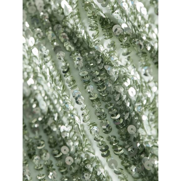 ALICE + OLIVIA Delaina Long Sleeve Sea Green Sequin Crop Top - Picture 10 of 14